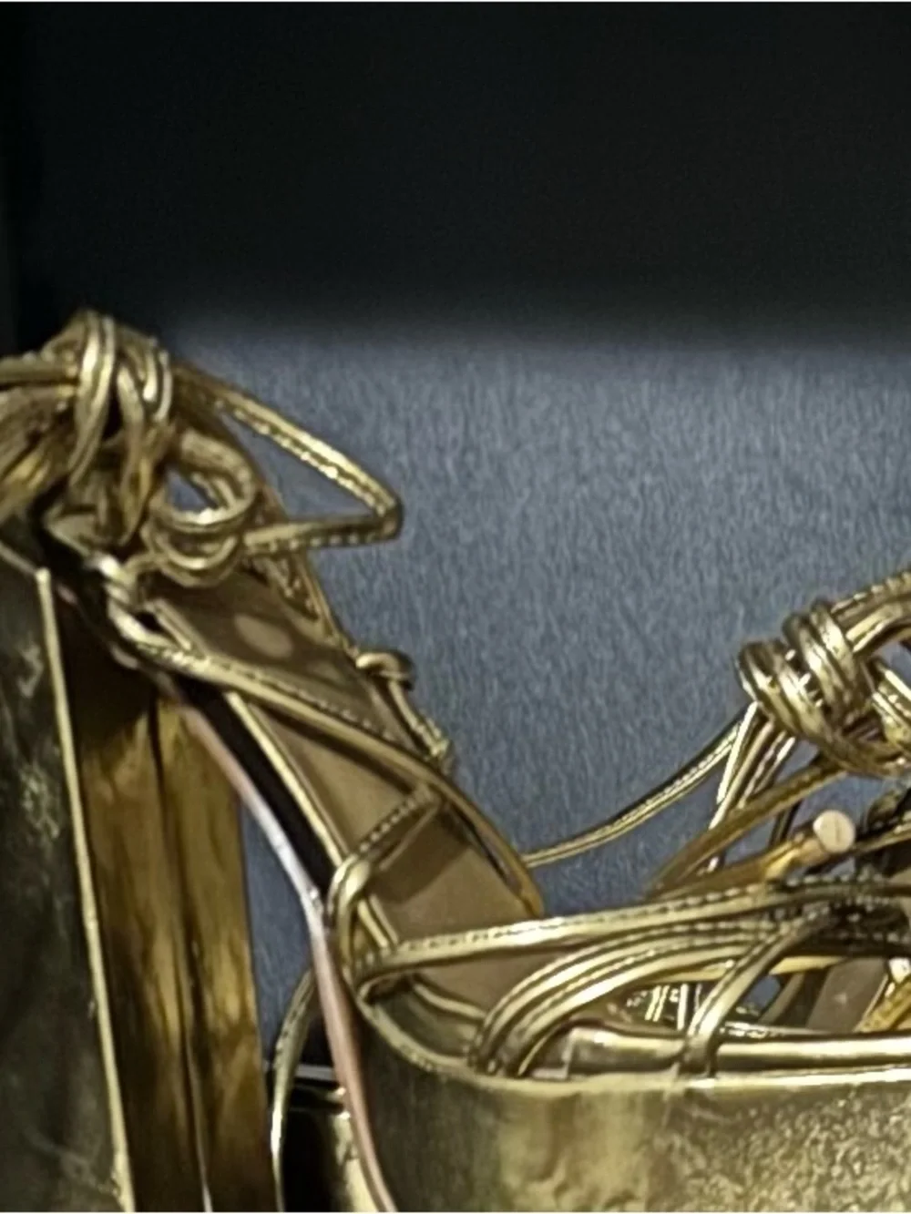 Gold Strappy High Heel Sandals - Women